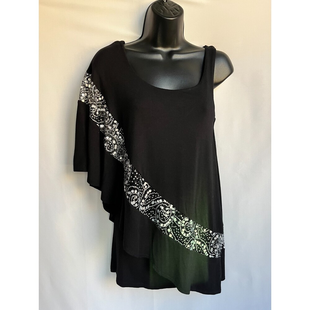 Guess by Marciano Y2K Sequin Tunic Top Size S Asymmetrical Draped Longline 90s